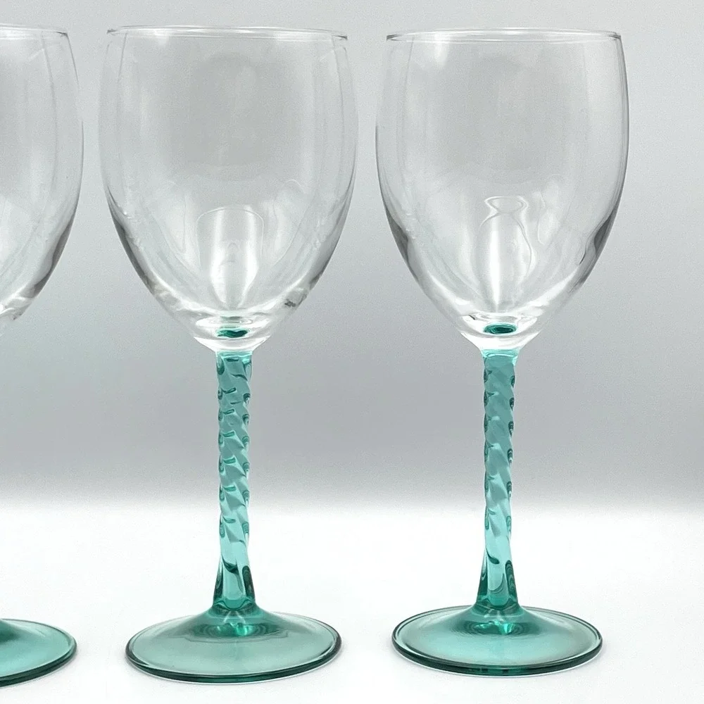 Vintage Cristal D'Arques Angelique Aqua Water Goblets Set of 4 France